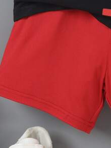 SHEIN Ensemble court décontracté pour garçon avec t-shirt à blocs de couleurs et shorts pour une tenue quotidienne - Multicolore - Voir 8