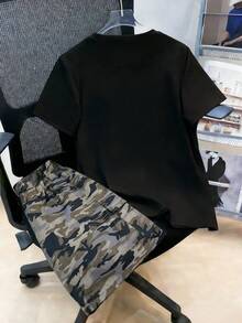 2pcs Teenage Boys' Casual Camouflage Print Round Neck Pocket Fashion Commuter Outfit, Summer - Green - View 2