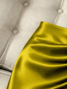 Franclia Fashionable New Glossy Asymmetrical Hem High Waist Slim Pleated Bodycon Skirt For Women, Spring/Summer - Mustard Yellow - View 3