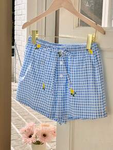 Comfortcana 女士腰带格子柠檬印花休闲家居短裤 - 彩色 - 查看 6