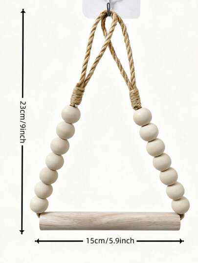 Non-Drilling Toilet Paper Holder, Retro Rope And Wooden Ball Design, Rural Wooden Non-Drilling Toilet Paper Holder, With Jute Rope And Beads, Wall-Mounted Bathroom Toilet Paper Holder, Specially Designed For Walls, Easy To Install, Adhesive Bathroom Accessory