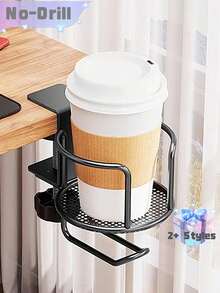 Bộ 1 giá đỡ cốc cố định, chống trượt, kệ gấp gọn tiết kiệm không gian bàn làm việc, phụ kiện phòng tắm và dụng cụ nhà tắm được lắp đặt ở bên hông văn phòng, không gian trong nhà và phòng học. - Màu đen - Xem 1
