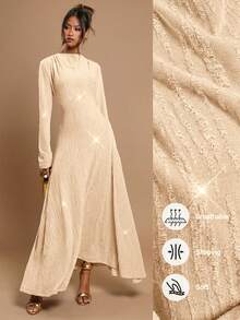 COSMINA 女士优雅纯色收腰长裙 - 淺粉色 - 查看 6