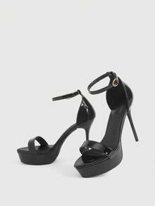 CUCCOO LuxiPop 2026新款细跟露趾防水凉鞋，时尚简约，超高跟12cm，性感约会款 - 黑色 - 查看 6