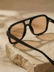 Arave Gafas de sol de moda con marco geométrico, gafas de sol casuales para la playa, accesorios para la playa para mujeres, gafas de sol, sombras básicas que combinan con suéter, jeans, pantalones de chándal, sudadera con capucha, chaqueta, vestido y camisa de manga larga. Sombra elegante para salidas familiares, viajes, vacaciones, verano, playa, vacaciones, exteriores. - Albaricoque - Ver 4