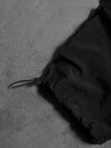 GymBeat Men's Elastic Waist Drawstring Fashionable Printed Loose Casual Sports Pants - Black - View 4