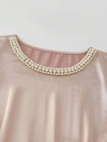 SHEIN LUNE Women's Dusty Pink Summer Elegant Wedding Ninang Midi Dress,Short Ruffle Sleeves,Shirred Bust Cup,Sophisticated Business Formal Outfit For Ladies - Multicolor - View 8