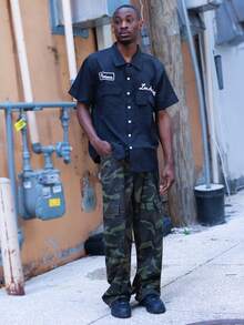 BelSigned BelSigned Men's Casual Camo Print Cargo Denim Jeans Cargo Wide Leg Pants Men Baggy Camo Wide Leg Pants Baggy Going Out Urban Hang Out Street Vacation - Army Green - View 6