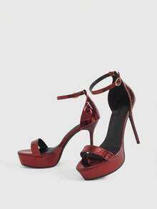 CUCCOO LuxiPop 2026 New Thin Heel Open-Toe Word With Waterproof Table Fashionable Simple Sandals Super High Heel 12cm Sexy Dating - Jujube - View 6