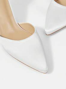 CUCCOO HITCHD White Mesh Bow Pointed Toe High Heel Party Shoes For Women - White - View 4