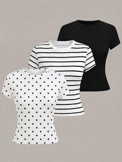 GlowEve Casual Slim Fit Short Sleeve T-Shirt, Versatile For Summer