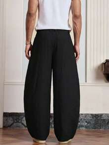 SWAVVY Quần dài nam dáng suông rộng rãi, có túi, kiểu dáng thường ngày. - màu đen - Xem 5