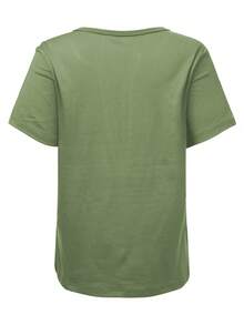 EMERY ROSE Damen Lässig einfarbiges Kurzarm T-Shirt, vielseitig für den Sommer - Armeegrün - Übersicht 2