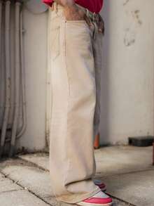 BelSigned BelSigned 男士休闲梭织宽松长裤，日常年轻休闲风格 - 卡其色 - 查看 3