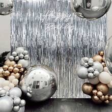 3pcs/Set 100*200cm Silver Tassel Ribbons, Party Decor Curtain, Shiny Metallic Texture Design, Suitable For Photography Studio Props, Birthday Party, Bridal Shower, Wedding, Any Holiday Decoration, Christmas Decor, Backdrop, Party Decoration - silver - View 10