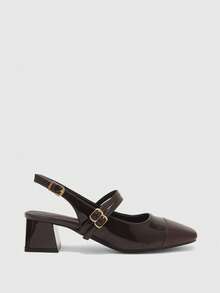 CUCCOO BIZCHIC Ladies Square Heel Mary Jane Buckle High Heels Elegant Fashion - Coffee Brown - View 2