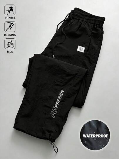 Sport MetroGents Men's Letter Print Drawstring Waist Casual Versatile Daily & Sports Pants