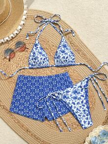 Swim Mod Reversible Hot-Selling Bikini Set, Fashionable Swimwear For Vacation, Spring/Summer Golf White Sexy - Blue - View 7
