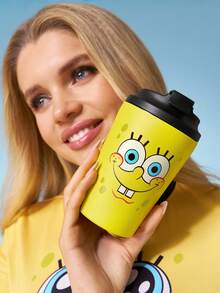 SpongeBob SquarePants | SHEIN 360 Ml / 12 Oz Leak-Proof Stainless Steel, Convenient To Carry, Portable Cup - Yellow - View 2