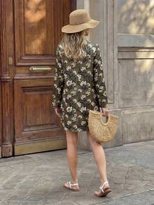 Hansera Women's Loose Printed Green Midi Vacation Dress - Green - View 2