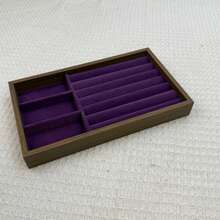Khay đựng trang sức bằng nhung, hộp đựng trang sức dung tích lớn với các ngăn riêng biệt, giá trưng bày trang sức có thể xếp chồng lên nhau dùng để đựng bông tai, dây chuyền, vòng tay, nhẫn, kẹp tóc, băng đô, v.v. - Màu tím - Xem 30