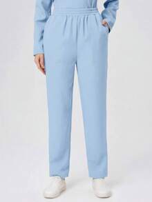 Scrubzie Anti-Wrinkle Stand Collar Long Sleeve Women's Scrub Uniform Top And Pants Set - Baby Blue - View 7