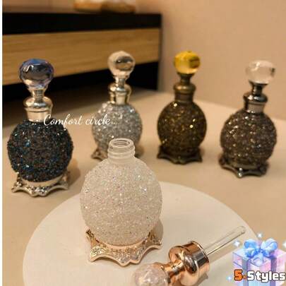 1Pc 15ml Essential Oil Perfume Bottle, High End Aromatherapy Bottle, Crystal Bottle, Small Refillable Aromatherapy Bottle, Holiday Travel Essential Oil Dispenser Bottle With Glass Dropper, Vintage Dubai Style Bottle, Mother's Day Gift,Women's Gift, Valentine's Day Gift, Travel, Valentine's Day, For Living Room, Bedroom, Beauty Salon Decoration (No Perfume, Only Empty Bottle) Gifts Birthday Graduation