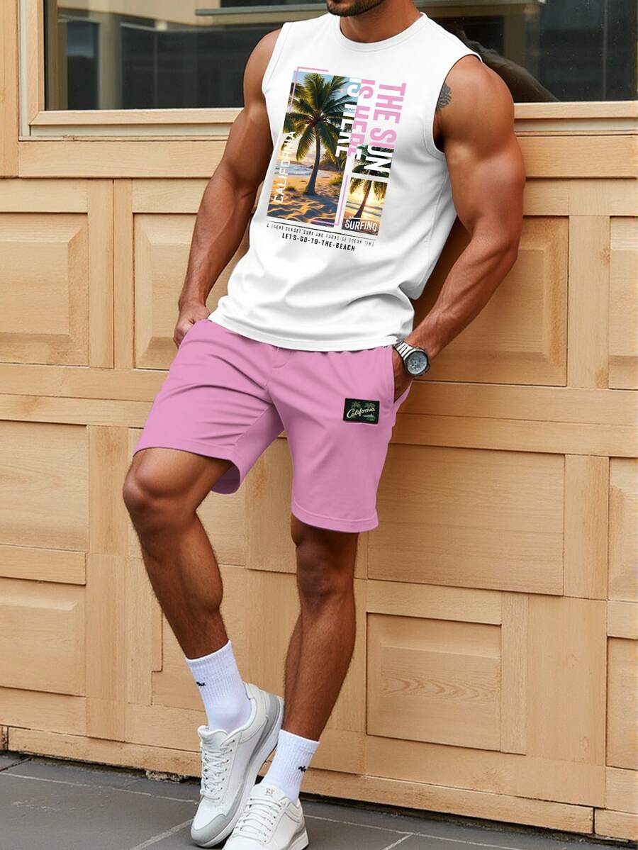 Manfinity RSRT Bộ áo tank top và quần short nam cỡ tiêu chuẩn - Hồng - Xem 1