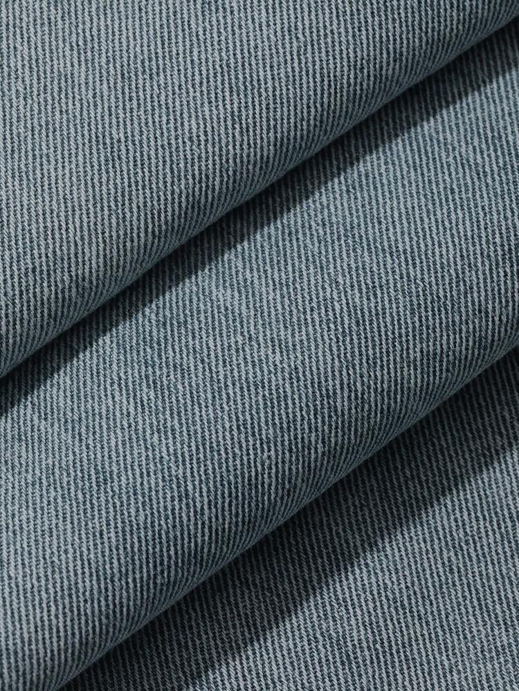 Plus Size Men's Long Blue Denim Jeans With Back Pocket Embroidery Design, Suitable For Spring And Autumn Summer