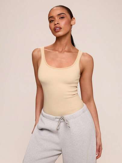 SHEIN BAE 女士时尚杏色无袖连体裤