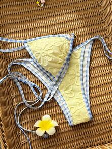 Swim Mod Bộ đồ bơi 2 mảnh dành cho nữ, mẫu mới Xuân/Hè 2026, chất liệu vải đặc biệt in họa tiết ngẫu nhiên, thích hợp cho kỳ nghỉ biển, phong cách thanh lịch và thường ngày. - Nhiều màu - Xem 4