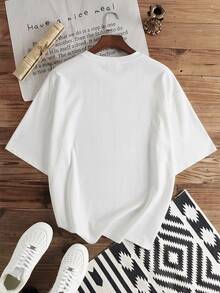 Manfinity Homme 男士休闲字母印花短袖家居服上衣 - 白色 - 查看 3