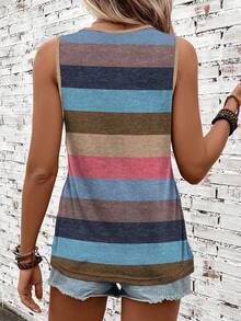 SHEIN LUNE Women's Casual Striped Tank Top,Summer Top - Multicolor - View 2