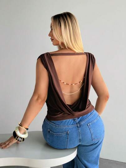 Auralis Plus Size Solid Color Minimalist V-Neck Sleeveless Tank Top Womens Tops Womens Tank Tops Womens Vest Tops Workout Tops Women