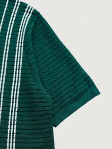 Courvante Camisa de punto de manga corta y abotonada casual para hombre - Multicolor - Ver 4