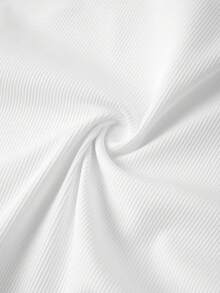 Slaydiva Chaleco básico casual de mujer talla grande, cuello estrecho, con ribete de encaje, textura acanalada, sin mangas, con pliegues laterales, color blanco. - Blanco - Ver 7