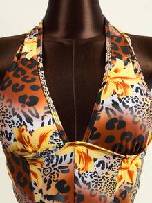 Zestiva 女士豹纹印花 26SS 新款成熟优雅深V领沙滩派对度假无袖露脐上衣和比基尼套装 - 彩色 - 查看 8