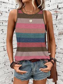 SHEIN LUNE 女士圆领撞色休闲百搭日常上衣 - 彩色 - 查看 3