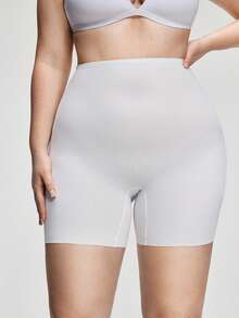SHAPORA Plus Size Women High Waist Solid Color Shapewear Shorts - White - View 4