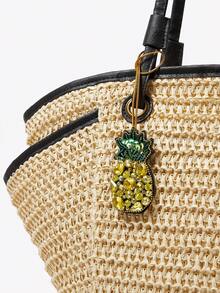 Viva Strut 1 件手工重工创意水果菠萝钻石亮片串珠吊坠，适合夏季度假海滩海边佩戴 - 黃色 - 查看 2