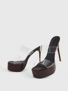 CUCCOO LuxiPop Giày sandal cao gót nữ, gót mỏng, hở mũi, một quai, chống thấm nước, kiểu dáng tối giản thời trang, gót siêu cao 14cm, gợi cảm cho các buổi hẹn hò, tiệc tùng hộp đêm, phù hợp cho mùa xuân, hè, kỳ nghỉ, phong cách thập niên 2000. - Táo đỏ - Xem 6