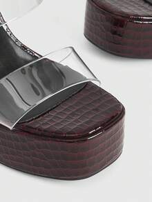 CUCCOO LuxiPop Giày sandal cao gót nữ, gót mỏng, hở mũi, một quai, chống thấm nước, kiểu dáng tối giản thời trang, gót siêu cao 14cm, gợi cảm cho các buổi hẹn hò, tiệc tùng hộp đêm, phù hợp cho mùa xuân, hè, kỳ nghỉ, phong cách thập niên 2000. - Táo đỏ - Xem 4