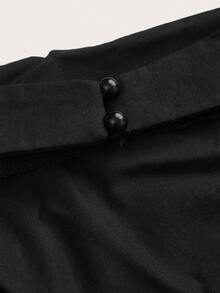 Tseoso Top femme 100% coton noir unicolore à ourlet asymétrique et encolure ras-du-cou - Top pour rave, vacances, invité de mariage, décontracté d'été, rendez-vous romantique, soirée, sortie, streetwear, concert, festival rave, tenue de vacances à Ibiza, bohème de plage, soirée de vacances, soirée en amoureux - Multicolore - Voir 4