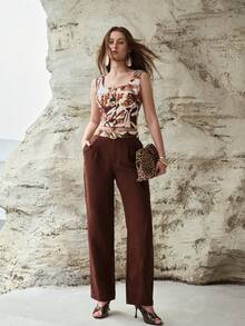 MOTF PREMIUM QUẦN LINEN DÁNG CHUỐI DÀNH CHO NỮ, XUÂN/HÈ - màu nâu - Xem 5