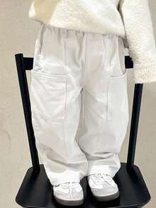 Dazy Kids Young Boy Solid Color Casual Versatile Daily Wear Pants - White - View 2