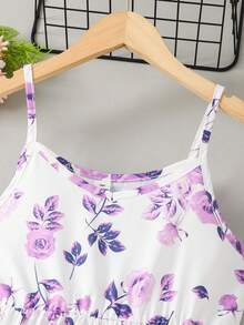 10-14 Years Old Girls' Floral Print Camisole Dress, Fresh And Sweet, Floral Pattern, Camisole Design, Comfortable - Multicolor - View 3