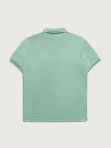 Courvante 男士休閒純色短袖 Polo 衫，圖案綠色，附鈕扣與貼布，適用高爾夫、網球、商務通勤與男友穿搭 - 綠色 - 查看 4