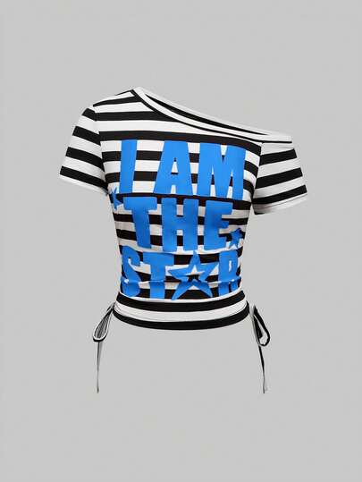 ROMWE Avant Áo thun phối nhiều màu sắc theo phong cách Y2K