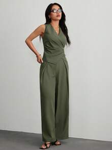 SHEIN PETITE Women's Suits, Elegant For Commuting In Fall/Winter - Army Green - View 6