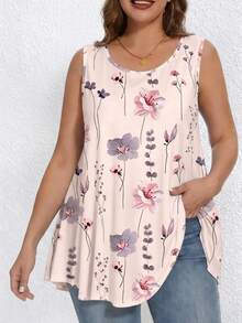 SHEIN LUNE Plus Size Random Geometric Pattern Sleeveless Vest - Multicolor - View 3